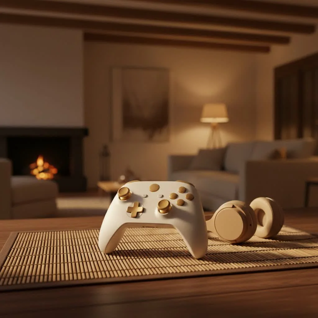 A gamer holding a modern wireless game controller