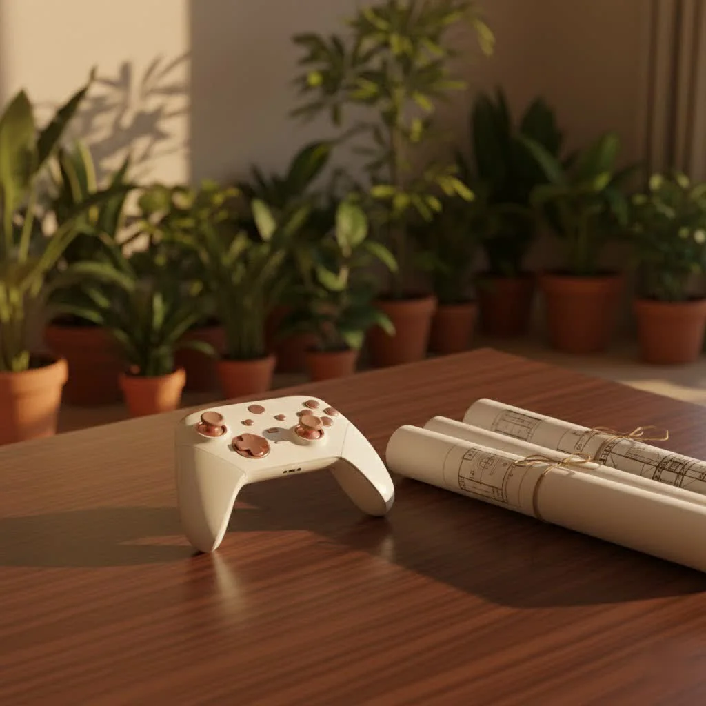 Modern gamepad with illuminated buttons