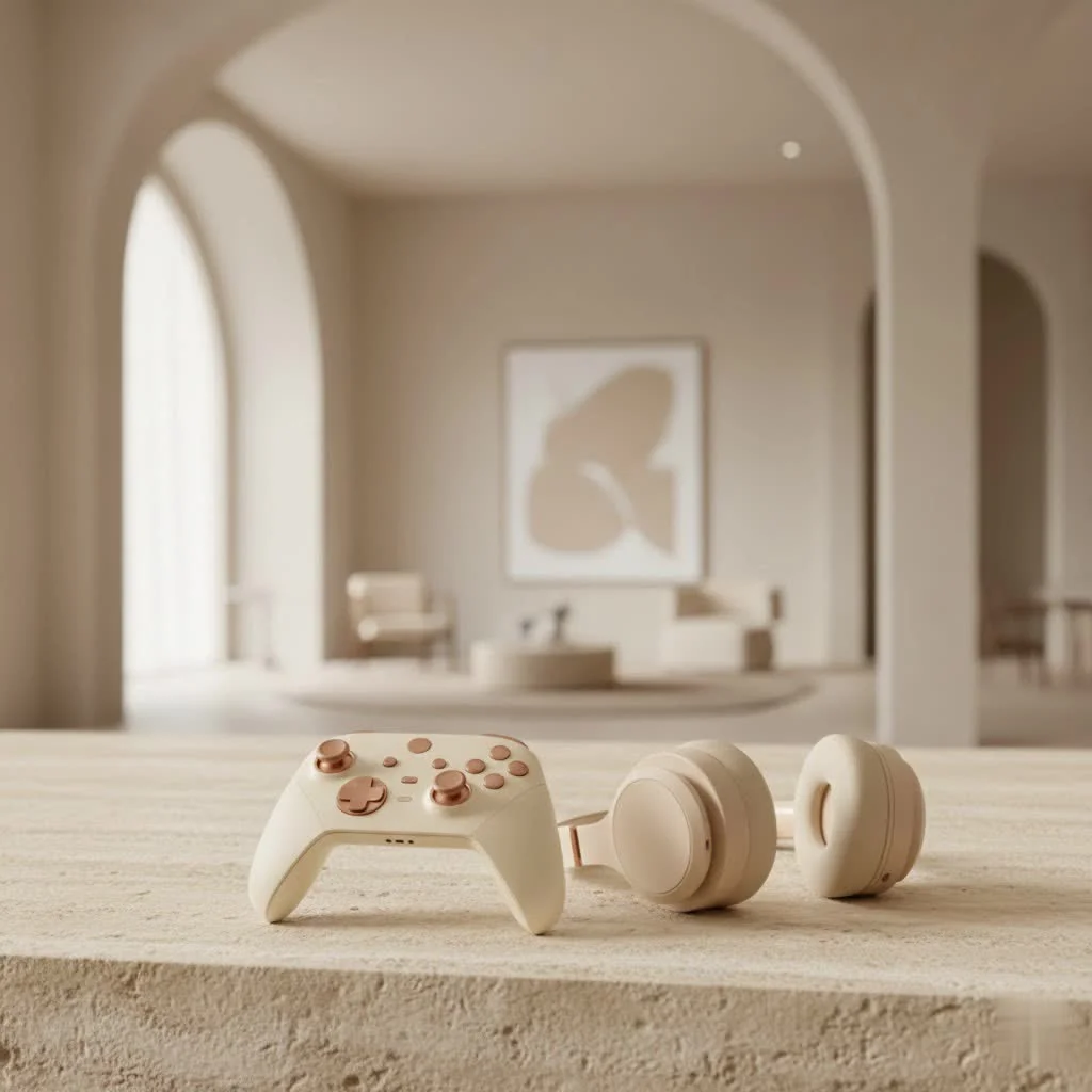 Gamepad with illuminated buttons and analog sticks