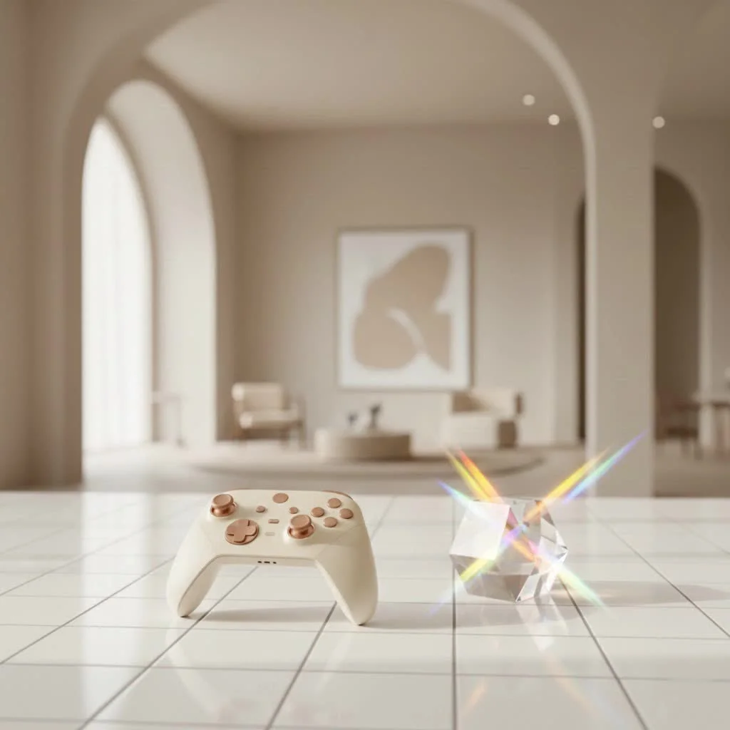 Nintendo 64 controller with its iconic three-pronged design