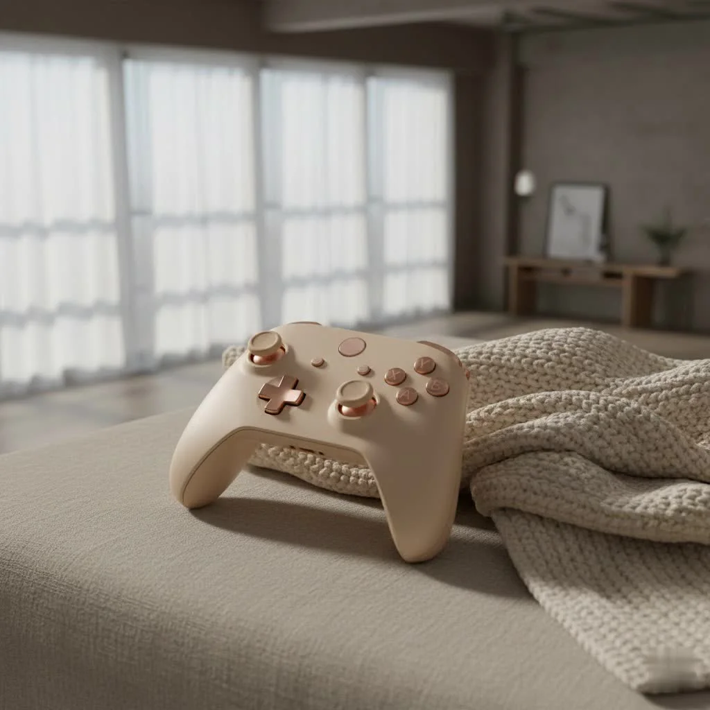 Xbox controller connected to a gaming PC setup