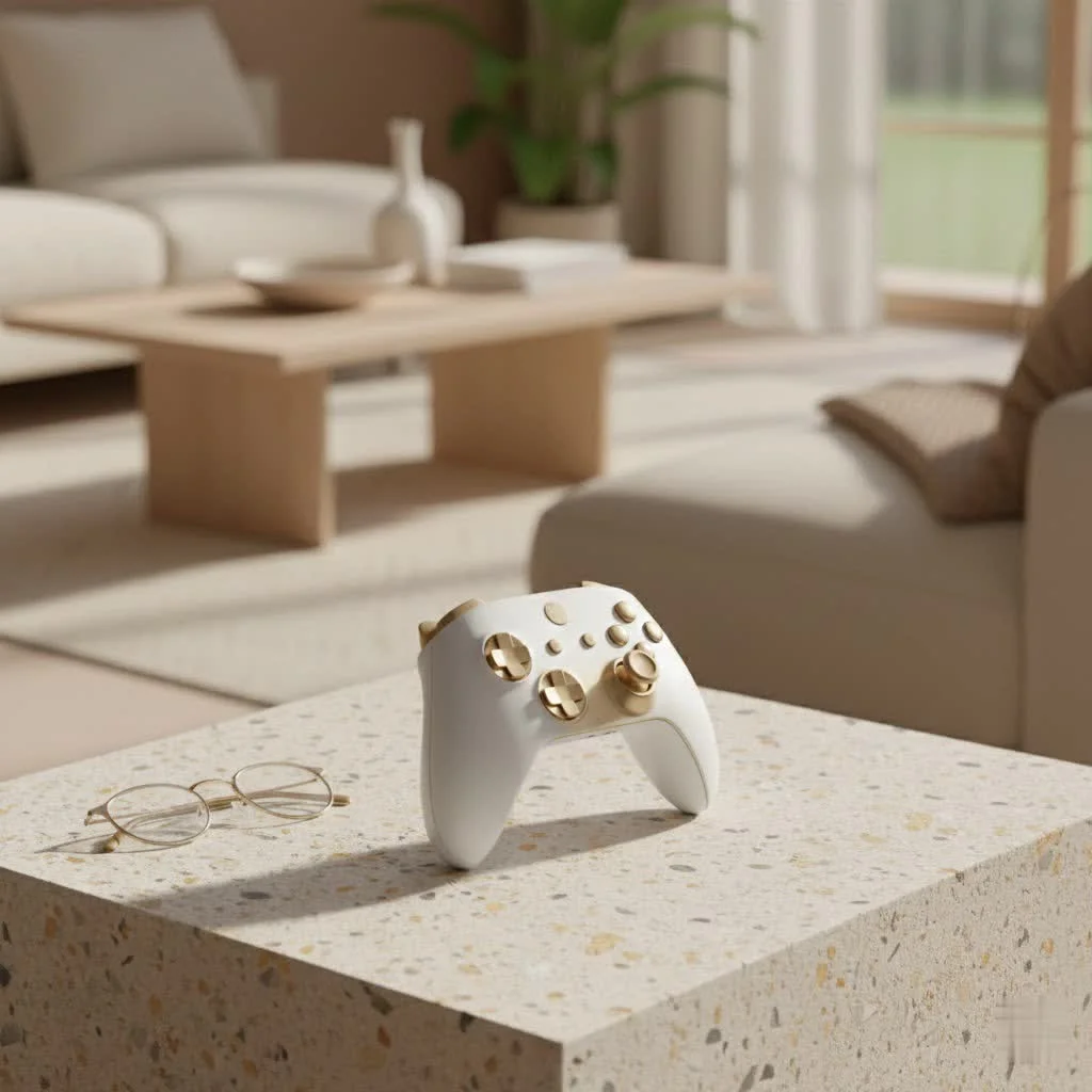 Nintendo 64 controller with its distinctive three-pronged design